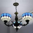 Lustres bleus de style de Tiffany de lampe de fer travaillé accrochant la lumière